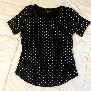 Polka dot black and white T shirt